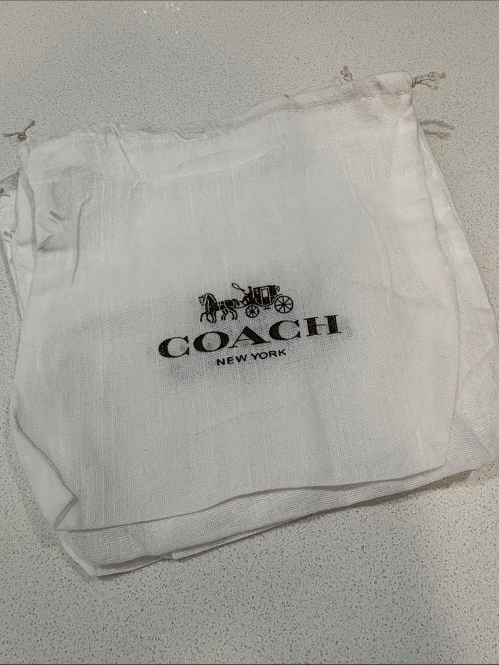 Coach White Drawstring Logo Pouch